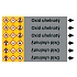 Značení potrubí ISO 20560, oxid uhelnatý, 6 ks (3P + 3L), 385 × 52 mm